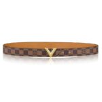 Louis Vuitton LV Unisex Essential V 30mm Belt in Damier Ebene Canvas and Calf Leather