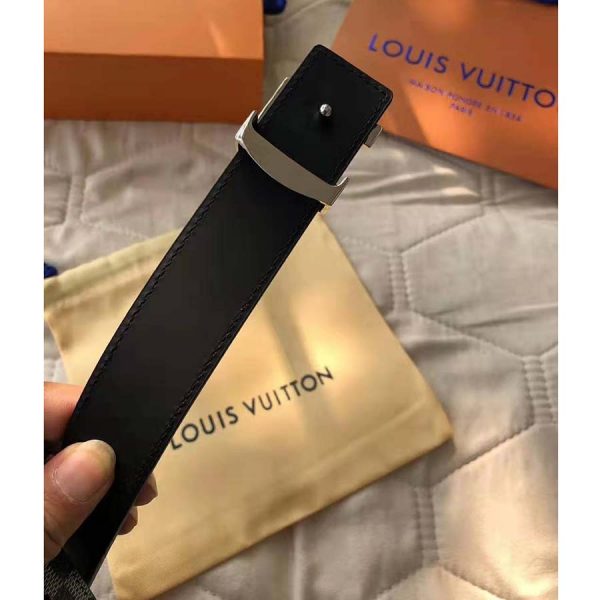 Louis Vuitton LV Unisex LV Initiales 30mm Reversible Belt in Damier Canvas-Grey (7)
