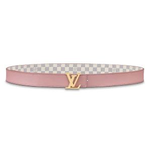 Louis Vuitton LV Unisex LV Initiales 30mm Reversible Belt in Damier Canvas-Pink