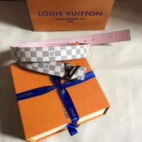 Louis Vuitton LV Unisex LV Initiales 30mm Reversible Belt in Damier Canvas-Pink (1)