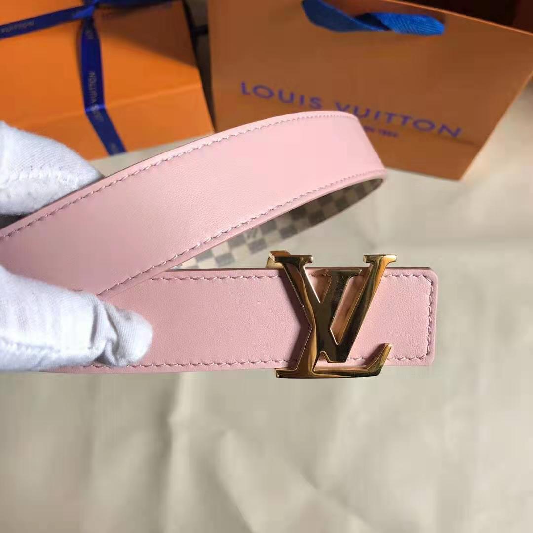 Louis Vuitton LV Initiales 30mm Reversible Belt Pink Damier Azur. Size 90 cm