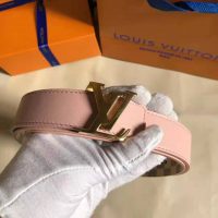 Louis Vuitton LV Unisex LV Initiales 30mm Reversible Belt in Damier Canvas-Pink (1)