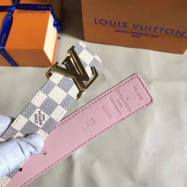 Louis Vuitton LV Unisex LV Initiales 30mm Reversible Belt in Damier Canvas-Pink (8)