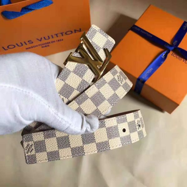 Louis Vuitton LV Unisex LV Initiales 40mm Belt in Damier Canvas-Beige (1)