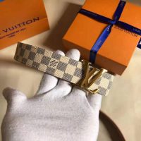 Louis Vuitton LV Unisex LV Initiales 40mm Belt in Damier Canvas-Beige (3)