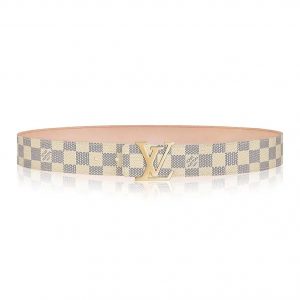 Louis Vuitton LV Unisex LV Initiales 40mm Belt in Damier Canvas-Beige