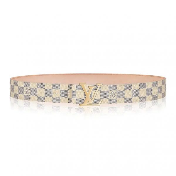 Louis Vuitton LV Unisex LV Initiales 40mm Belt in Damier Canvas-Beige
