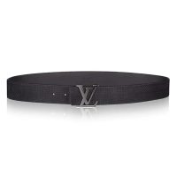 Louis Vuitton LV Unisex LV Initiales 40mm Belt in Suede Calf Leather-Black (1)