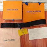 Louis Vuitton LV Unisex LV Initiales 40mm Belt in Suede Calf Leather-Black – Image 2