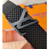 Louis Vuitton LV Unisex LV Initiales 40mm Belt in Suede Calf Leather-Black (1)
