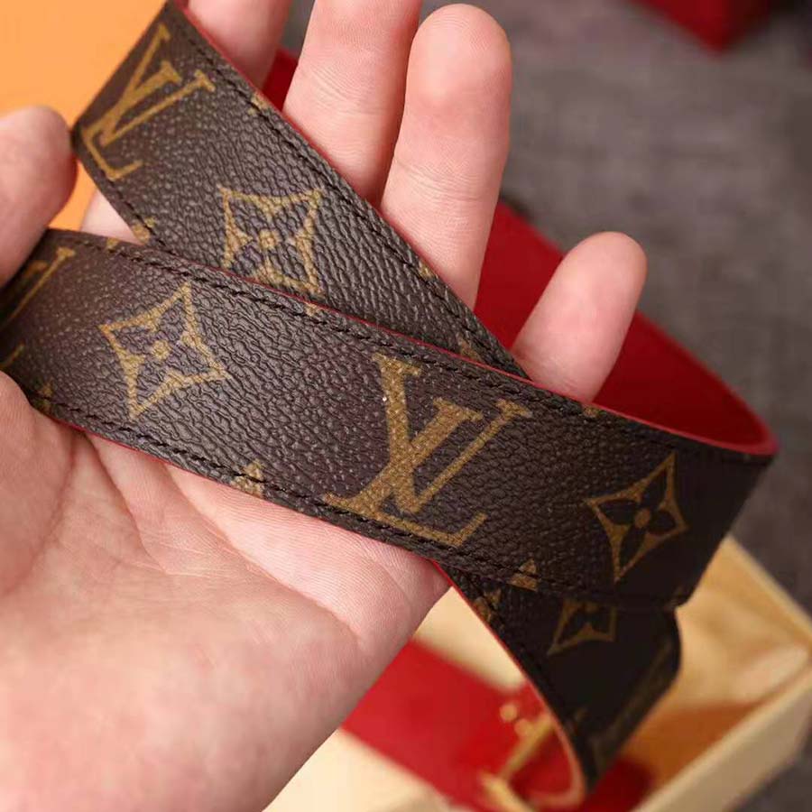 LV Initiales 30MM Reversible Belt in Gold Hardware Monogram Canvas Leather  Strap with Calf Leather Lining — Dimples Ceniza