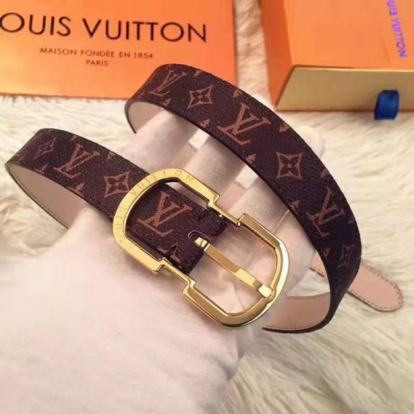 Louis Vuitton LV Unisex LV Mini 25mm Belt in Monogram Canvas-Brown (3)