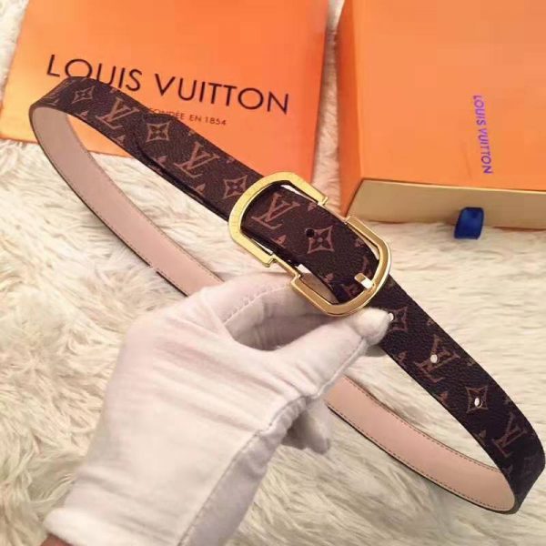 Louis Vuitton LV Unisex LV Mini 25mm Belt in Monogram Canvas-Brown (5)