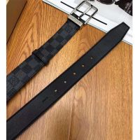 Louis Vuitton LV Unisex LV Pont Neuf 35mm Belt in Damier Canvas-Grey (1)