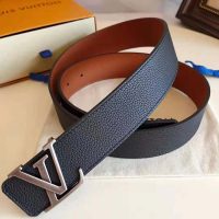 Louis Vuitton LV Unisex LV Pyramide 40mm Leather Belt-Black (1)