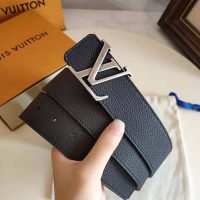 Louis Vuitton LV Unisex LV Pyramide 40mm Leather Belt-Black (1)