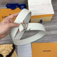 Louis Vuitton LV Unisex LV Shape 40mm Belt in Embossed White Taurillon Leather (2)