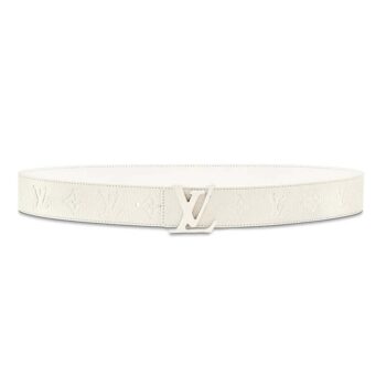 Louis Vuitton LV Unisex LV Shape 40mm Belt in Embossed White Taurillon Leather