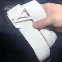 Louis Vuitton LV Unisex LV Shape 40mm Belt in Embossed White Taurillon Leather (1)