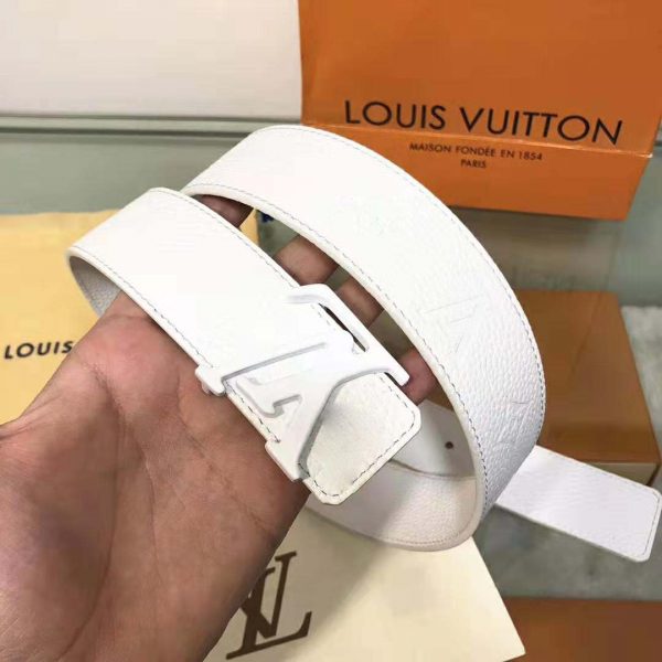 Louis Vuitton LV Unisex LV Shape 40mm Belt in Embossed White Taurillon Leather (4)