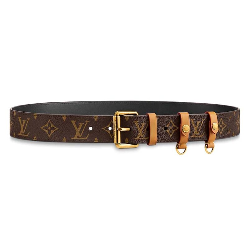 Cinturón unisex Louis Vuitton LV Signature de 35 mm en lona Monogram marrón