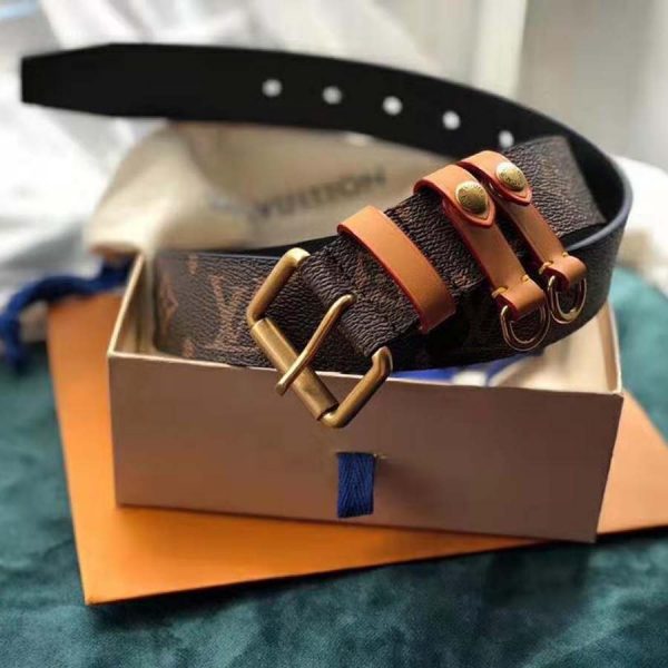 Louis Vuitton LV Unisex LV Signature 35mm Belt in Monogram Canvas-Brown (3)