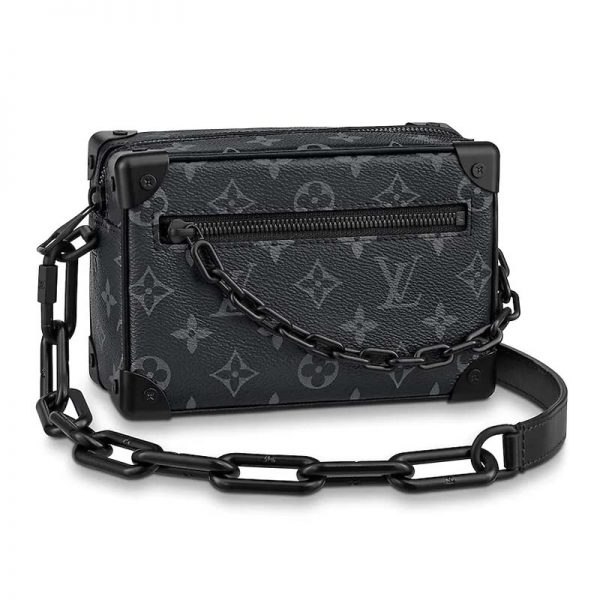 Louis Vuitton LV Unisex Mini Soft Trunk Bag in Monogram Eclipse Canvas and Chain (1)