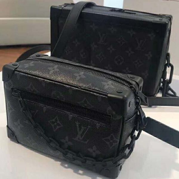 Louis Vuitton LV Unisex Mini Soft Trunk Bag in Monogram Eclipse Canvas and Chain (14)