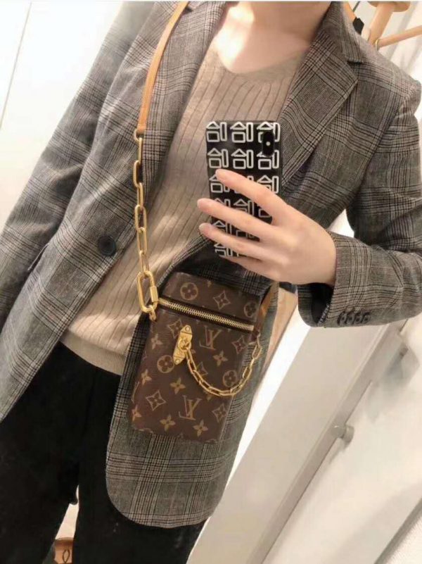 Louis Vuitton LV Unisex Phone Box Bag in Monogram Coated Canvas-Brown (4)