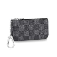 Louis Vuitton LV Unisex Pochette Clé Key Pouch Wallet in Damier Graphite Canvas-Grey (1)