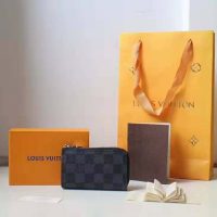 Louis Vuitton LV Unisex Pochette Clé Key Pouch Wallet in Damier Graphite Canvas-Grey (1)