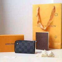 Louis Vuitton LV Unisex Pochette Clé Key Pouch Wallet in Damier Graphite Canvas-Grey (1)