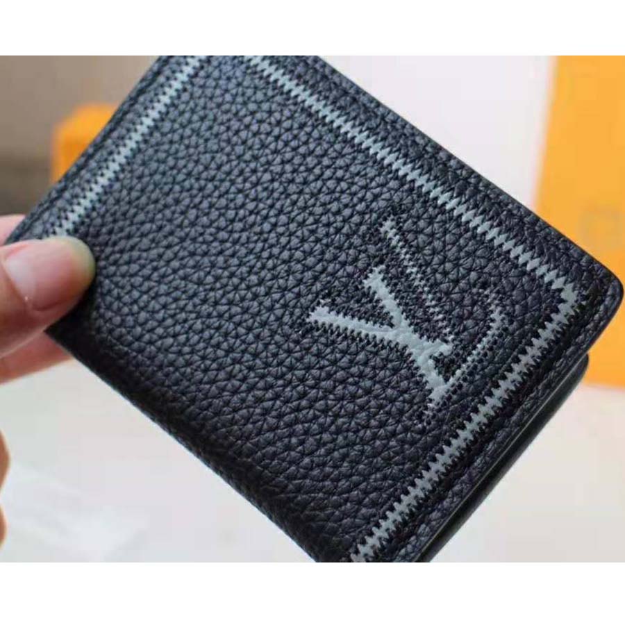 LOUIS VUITTON Pocket Organizer Taurillon Leather Black 2022 World Cup in  Qatar