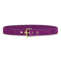 Louis Vuitton LV Unisex Signature 35mm Belt in Monogram-Printed Washed Denim-Purple