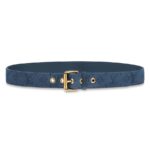 Cintura Louis Vuitton LV Unisex Signature da 35 mm in denim lavato con stampa monogramma - Blu