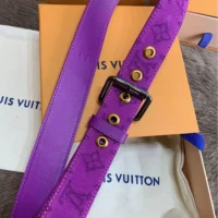 Louis Vuitton LV Unisex Signature 35mm Belt in Monogram-Printed Washed Denim-Purple