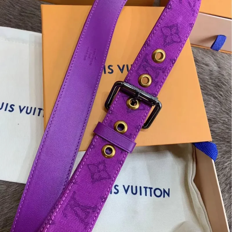 Louis Vuitton LV Unisex Signature 35mm Belt in Monogram-Printed Washed Denim