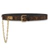 Louis Vuitton LV Unisex Signature Chain 35mm Belt in Monogram Macassar Canvas-Brown