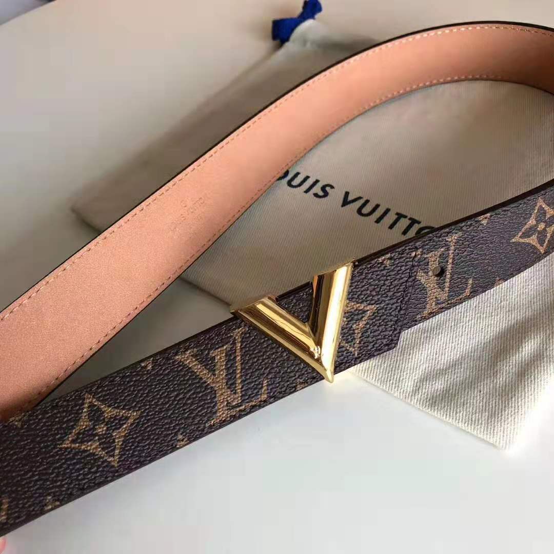 Louis Vuitton Essential V Belt Monogram 30MM Brown in Canvas/Calf Leather  with Gold-tone - US