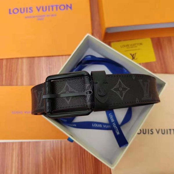 Louis Vuitton LV Unisex Voyager 35mm Belt in Monogram Eclipse Canvas-Grey (10)