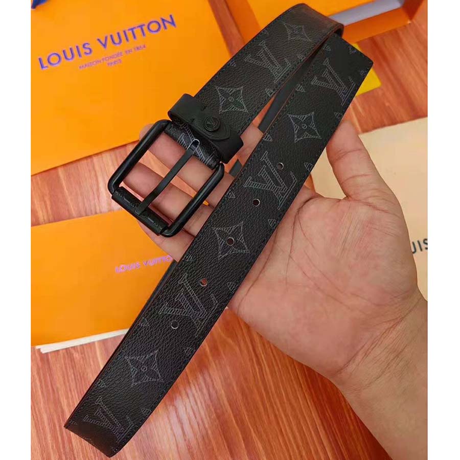 Louis Vuitton Utility Belt Monogram Eclipse 35MM Black in Coated Canvas  with Silver-tone - US