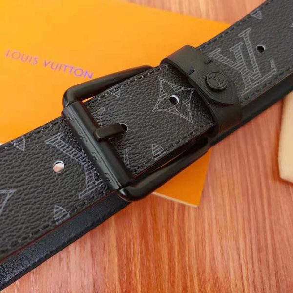 Louis Vuitton LV Unisex Voyager 35mm Belt in Monogram Eclipse Canvas-Grey (14)