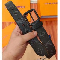 Louis Vuitton LV Unisex Voyager 35mm Belt in Monogram Eclipse Canvas-Grey (1)