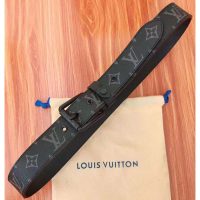 Louis Vuitton LV Unisex Voyager 35mm Belt in Monogram Eclipse Canvas-Grey (1)