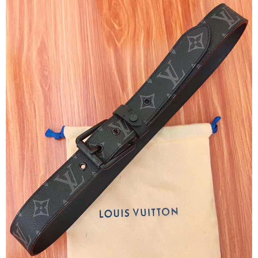 Louis Vuitton Utility Belt Monogram Eclipse 35MM Black in Coated Canvas  with Silver-tone - US