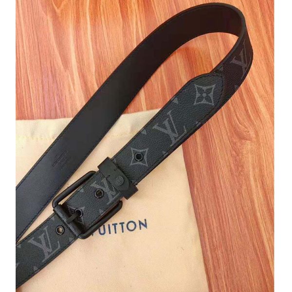 Louis Vuitton LV Unisex Voyager 35mm Belt in Monogram Eclipse Canvas-Grey (8)