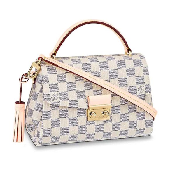 Louis Vuitton LV Women Croisette Handbag in Damier Azur Coasted Canvas-Sandy (7)