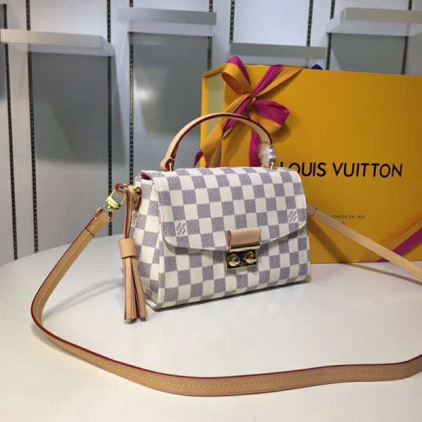 Louis Vuitton LV Women Croisette Handbag in Damier Azur Coasted Canvas-Sandy (9)