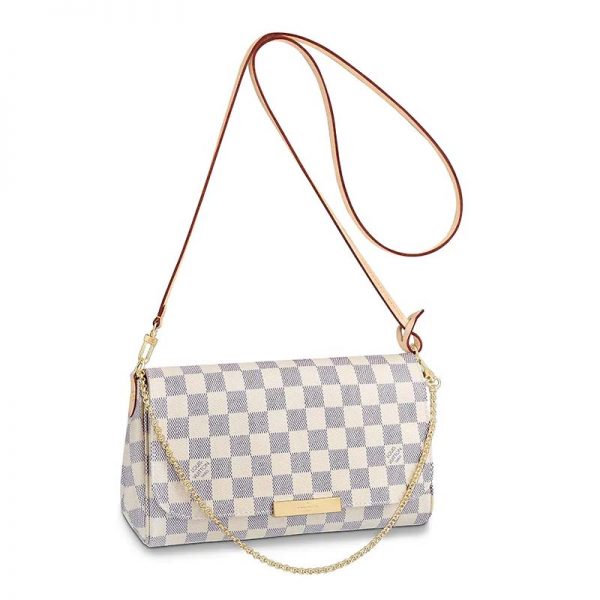 Louis Vuitton LV Women Favorite MM Clutch in Damier Azur Coated Canvas-Beige (1)