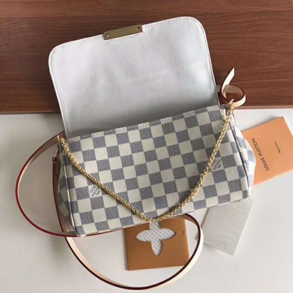 Louis Vuitton LV Women Favorite MM Clutch in Damier Azur Coated Canvas-Beige (10)